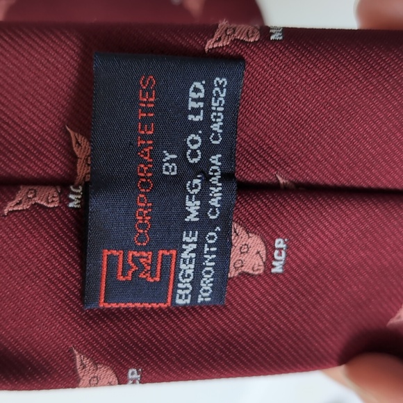 Vintage MCP (Male Chauvinist Pig M.C.P.) Neck Tie, Burgundy Red - Picture 6 of 10